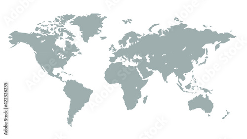 World map  gray  on a white background  each country on a separate layer. Flat illustration. Stock Vector Illustration
