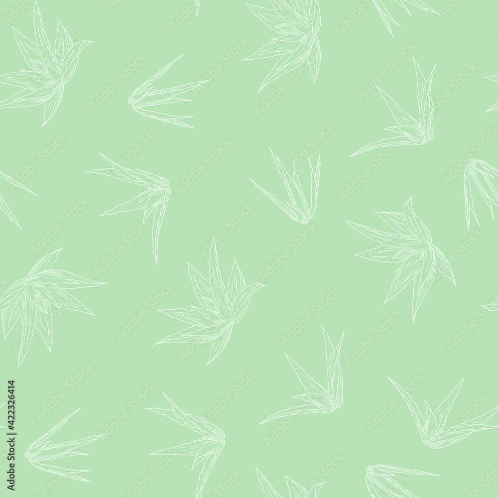 Pastel color seamless pattern with hand drawn plants, Aloe vera texture Pastel color seamless pattern with hand drawn plants, Aloe vera texture