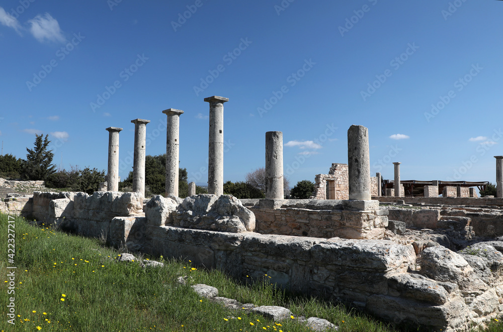 Ancient Pillars in the Sanctuary of Apollon Hylates in Episkopi, Limassol, Cyprus.