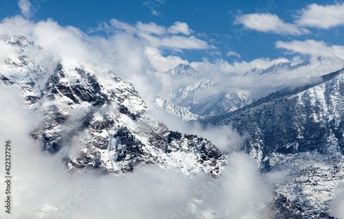 Winter view of India Himalaya mountain near Joshimat