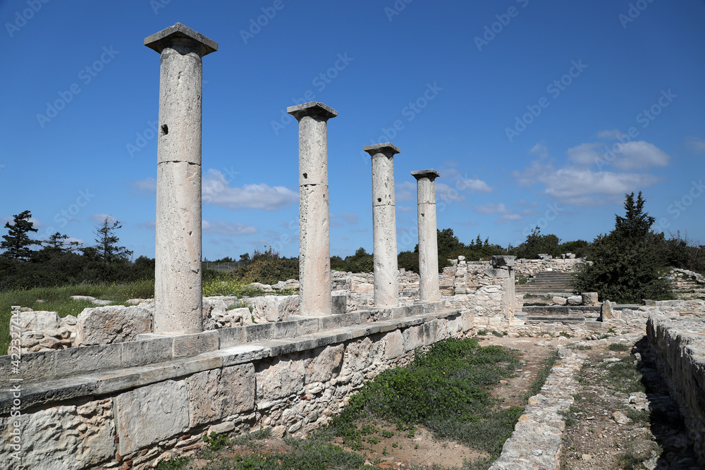 Ancient Pillars in the Sanctuary of Apollon Hylates in Episkopi, Limassol, Cyprus.