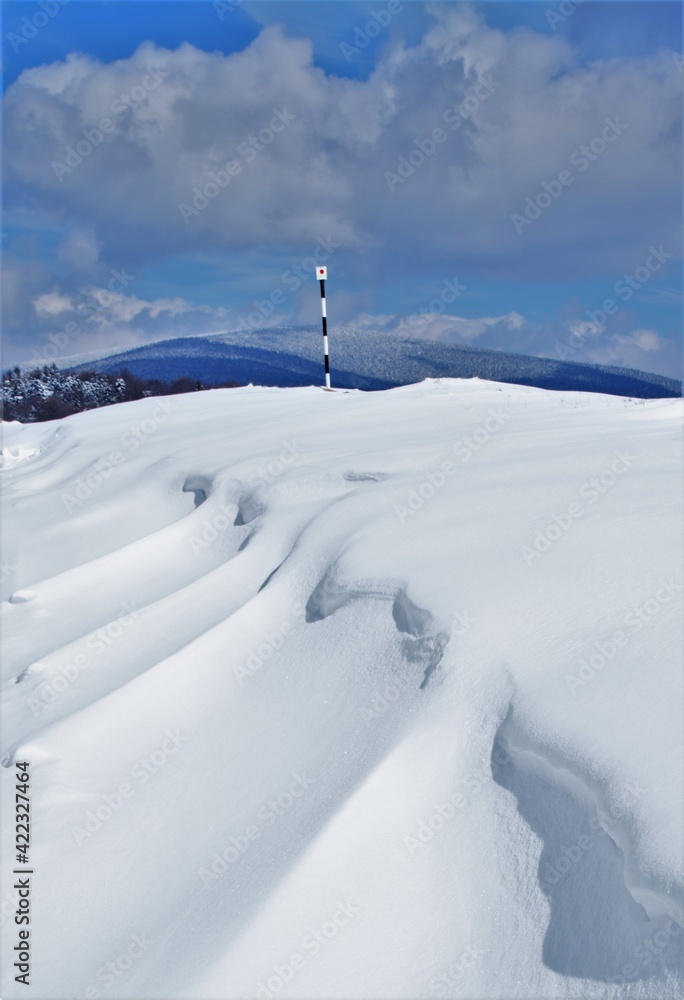 a snowy mountain tourist route