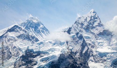 Mount Everest and Nuptse with clouds from Kala Patthar © Daniel Prudek