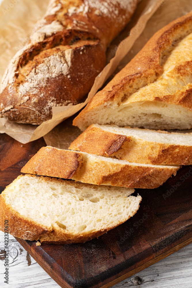 baked bread on wooden table