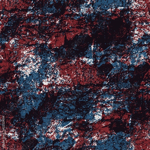 Seamless abstract texture pattern in flat red blue black white. High quality illustration. Abstract design of red and blue overlaid to form a modern attractive abstract seamless surface design.