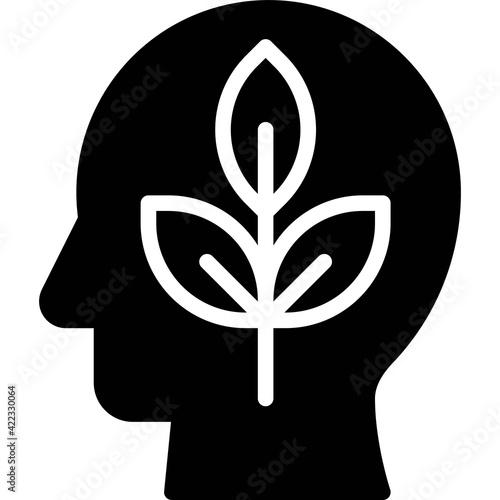 Head with Sprout inside icon, Earth Day related vector