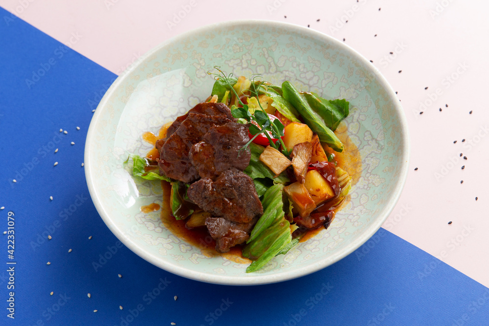 Salad with beef and herbs. Salad with beef and herbs.