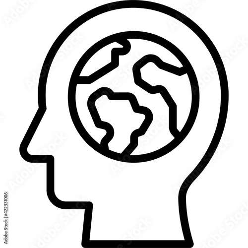 Head with Earth inside icon, Earth Day related vector