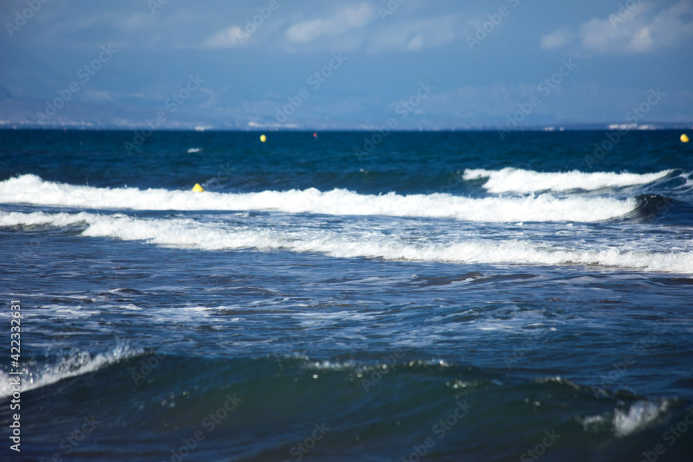 Waves at Mediterranean sea. Seascape background Waves at Mediterranean sea. Seascape background
