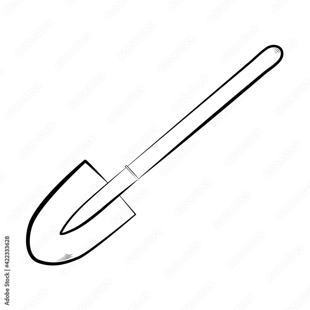 Garden shovel hand drawing icon isolated on white background. Vector Garden shovel hand drawing icon isolated on white background. Vector