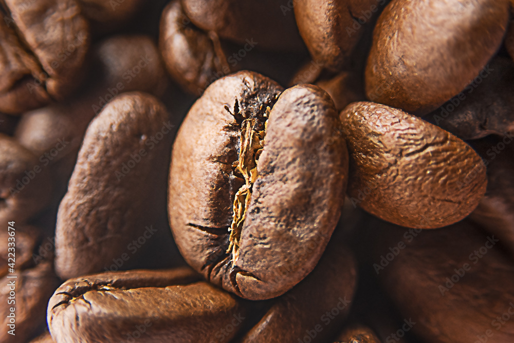 Fototapeta premium Naturale coffee beans close-up. Macro coffee 