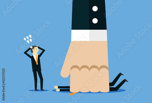 Angry boss and businessman screaming at subordinate