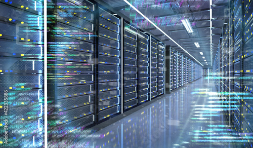 Server room data center - 3d rendering