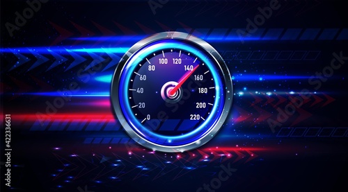 Vector realistic car speedometer background. 
