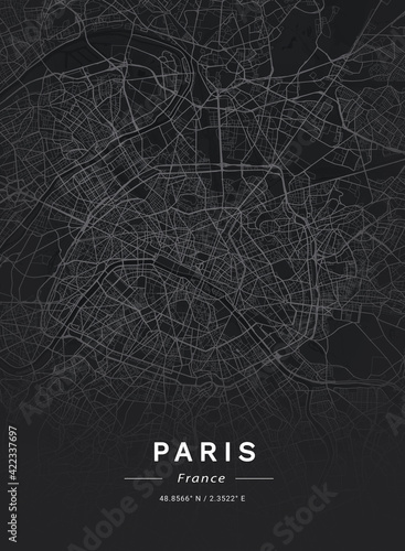 Obraz na plátně Map of Paris, France