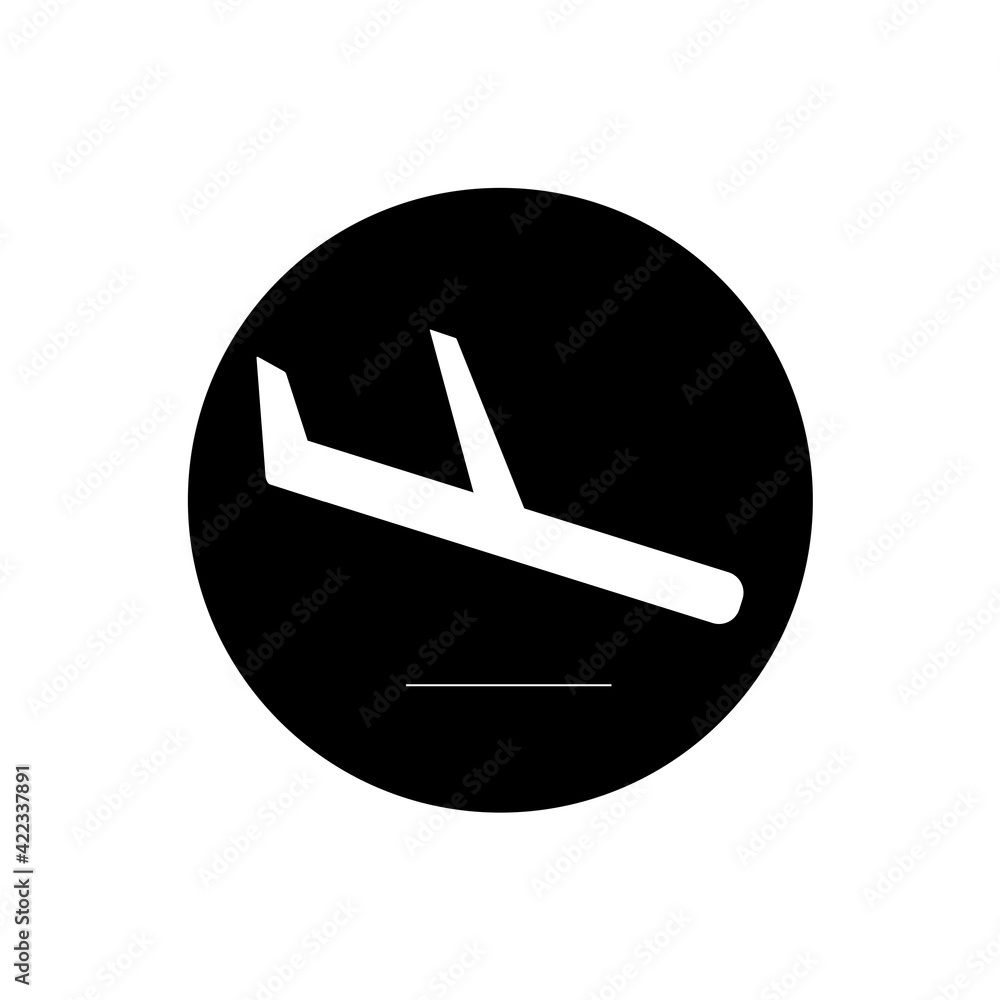 Plane arrival logo with landing airplane icon. Plane arrival logo with landing airplane icon.