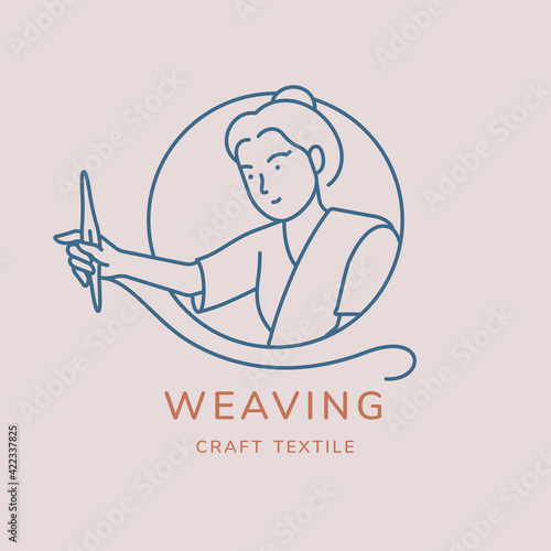 Hand woven and weaving vector logo design concept