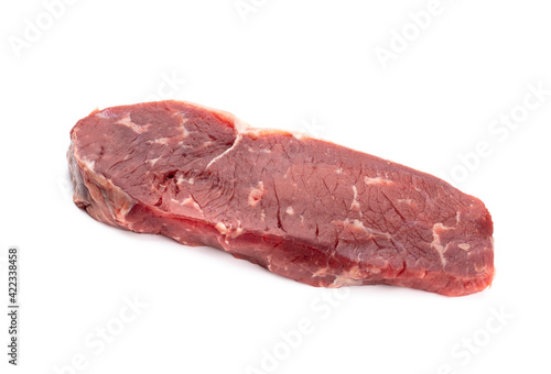 Fresh raw steaks isolated on white background.................