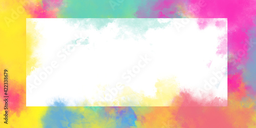 dry color smoke or explosion on Holi celebration template with white copy space