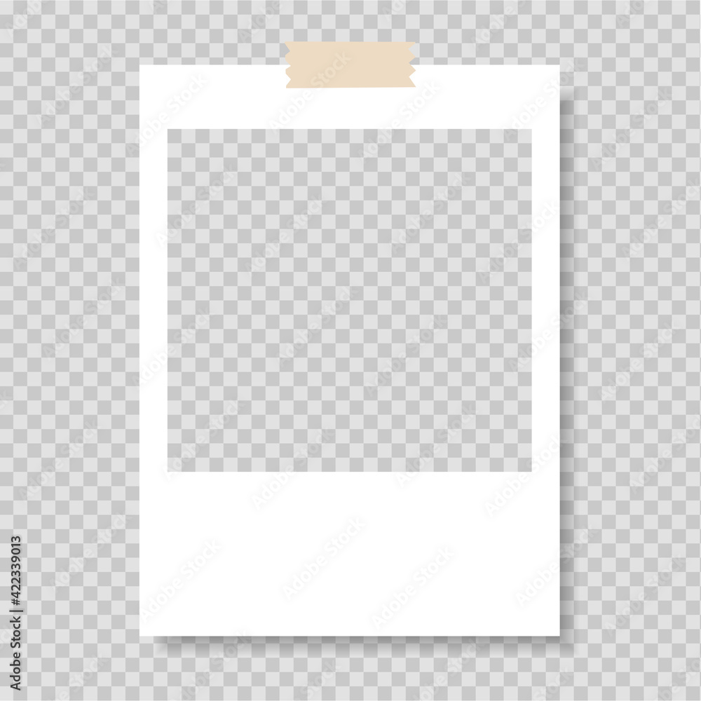 Polaroid frame, vector. Photo frame. Frame-border template with adhesive  tape. Gray background. Vector illustration vector de Stock | Adobe Stock