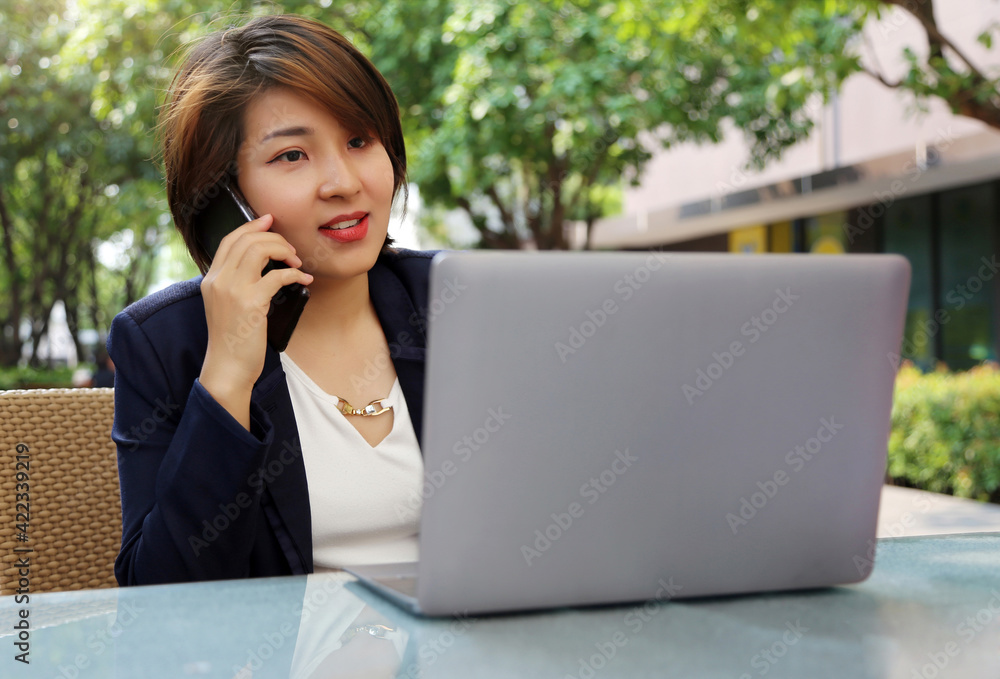 Freelance Asian woman set business and working at home, business female Freelance Asian woman set business and working at home, business female