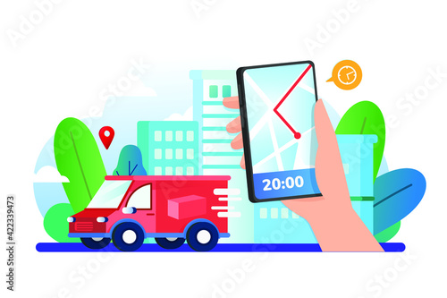 Customer using mobile app for tracking order delivery