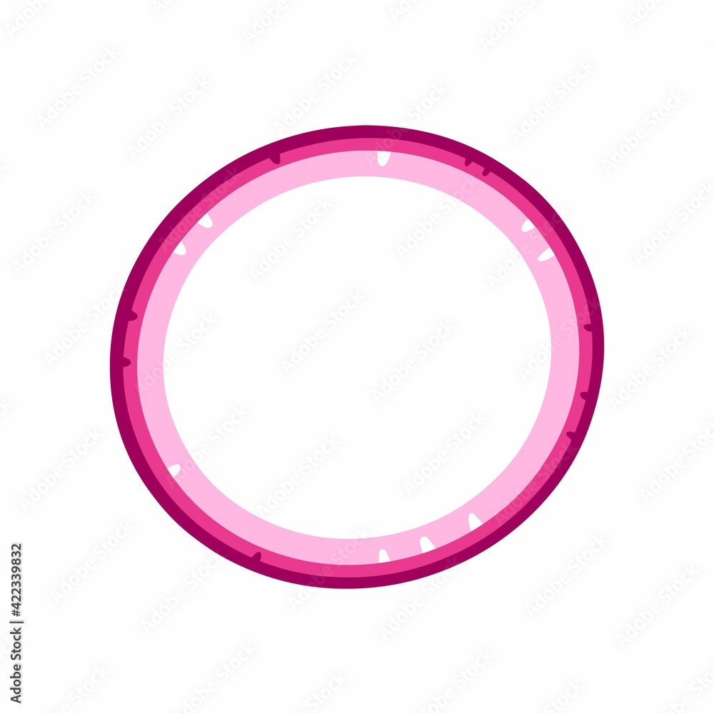 Round slice of red onion isolated on white background. Vector illustration in cartoon flat style. Round slice of red onion isolated on white background. Vector illustration in cartoon flat style.
