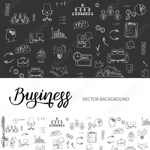 Background of business icons in Doodle style