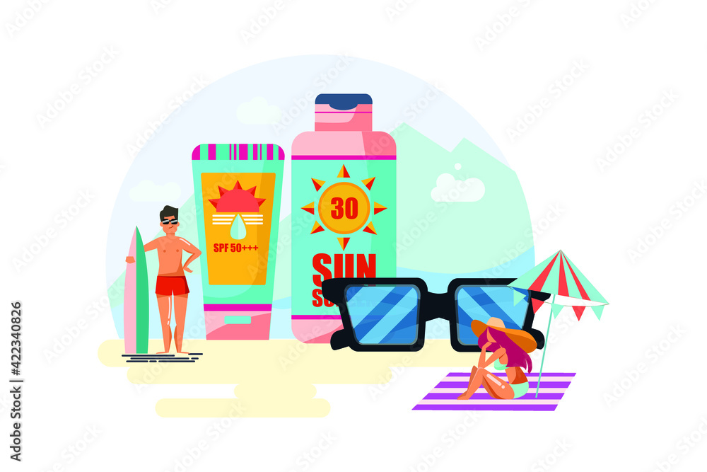 Summer Time scene Vector Illustration concept. Flat illustration isolated on white background.