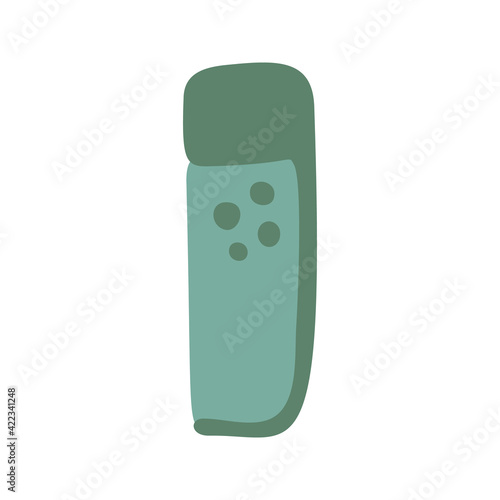 Single clipart sport bottle of water. Cute vector hand drawn illustration. Training at home. Fitness clipart about healthy lifestyle. Sports in home. Isolated on white background.