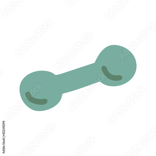 Single clipart dumbbell of sports equipment set. Cute vector hand drawn illustration. Training at home. Fitness clipart about healthy lifestyle. Sports in home. Isolated on white background.