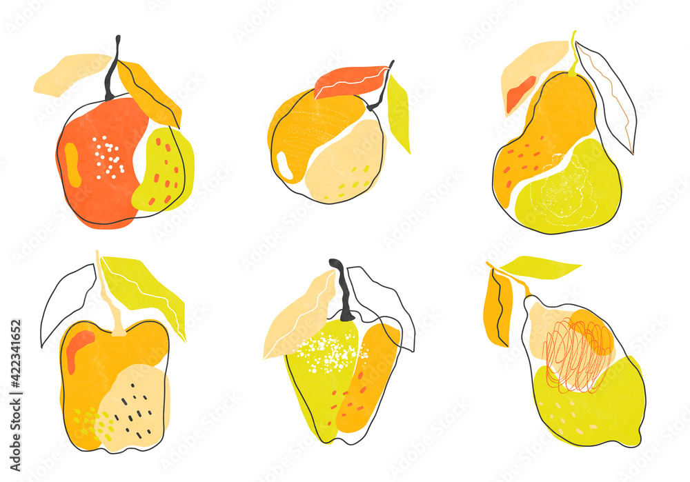 Abstract trendy fruit element. Vector illustration of fruits for ...