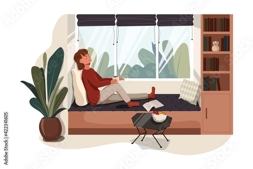 Work from home Vector Illustration concept. Flat illustration isolated on white background.