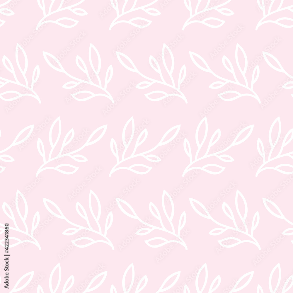 Pastel pink leaf seamless repeat pattern vector design