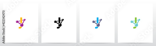 Molecule Stuck On Letter Logo Design J