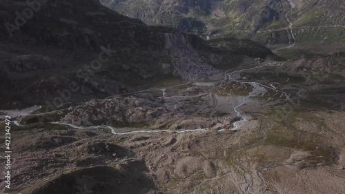 Drone flight Stein Glacier Urner Alps in Switzerland photo