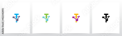 Molecule Stuck On Letter Logo Design T