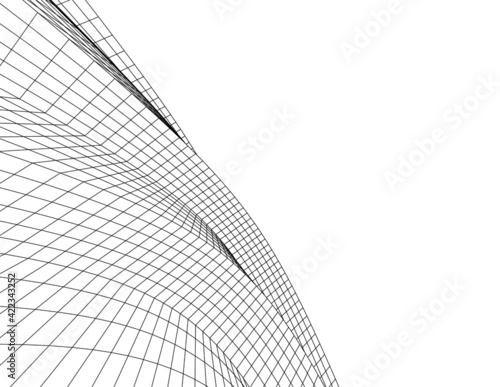 Abstract wired geometric shape 3d