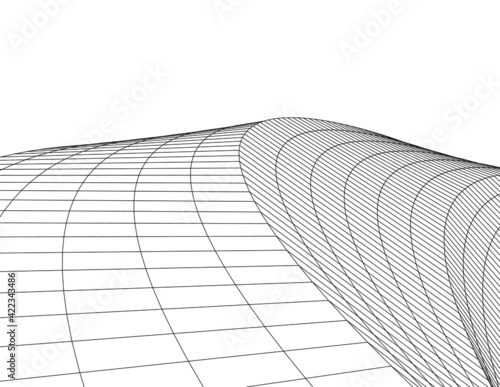 Abstract wired geometric shape 3d