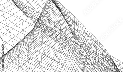 Abstract wired geometric shape 3d