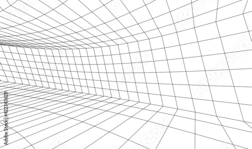 Abstract wired geometric shape 3d