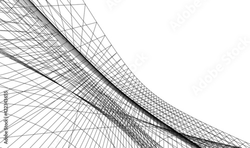 Abstract wired geometric shape 3d