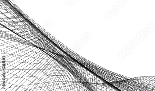 Abstract wired geometric shape 3d