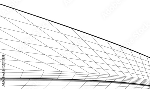 Abstract wired geometric shape 3d