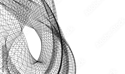 Abstract wired geometric shape 3d