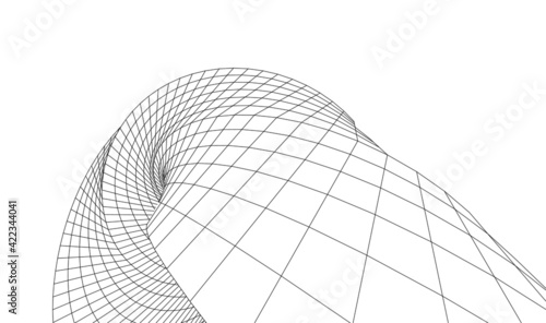 Abstract wired geometric shape 3d