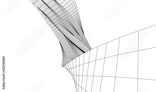 Abstract wired geometric shape 3d