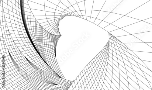Abstract wired geometric shape 3d