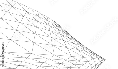 Abstract wired geometric shape 3d