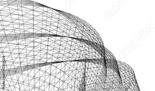 Abstract wired geometric shape 3d
